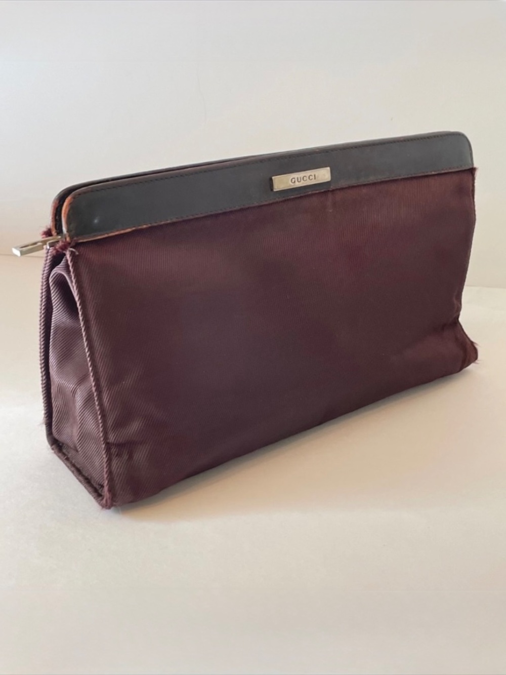 Gucci Canvas Pouch Brown Vintage Unisex
